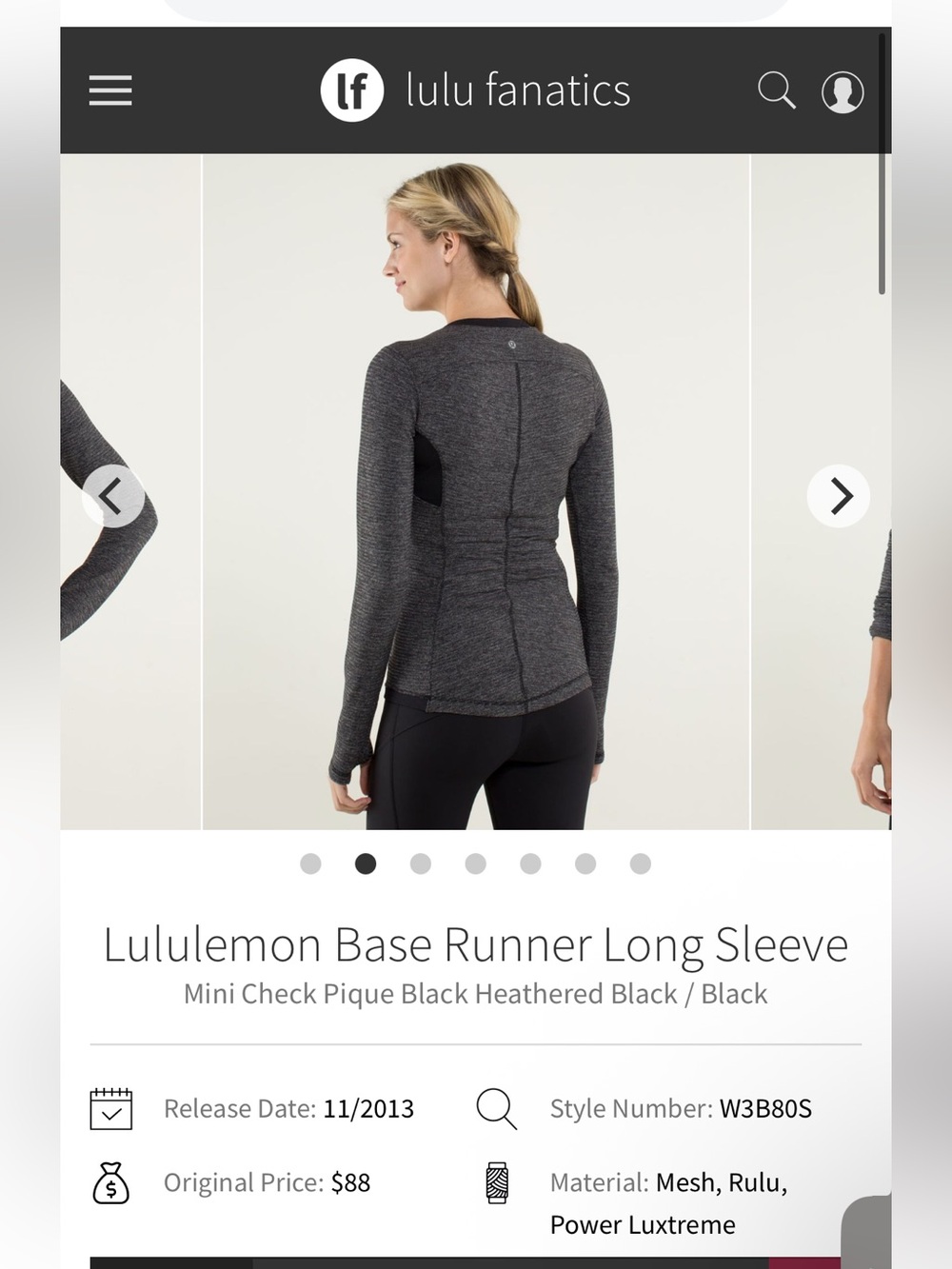 lululemon athletica Black Heather Long Sleeve Running Top